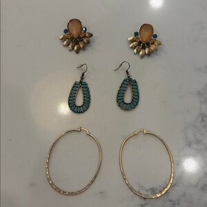 ✨ Boho Gold & Turquoise Earring Lot | Hoops + Statement Studs ✨